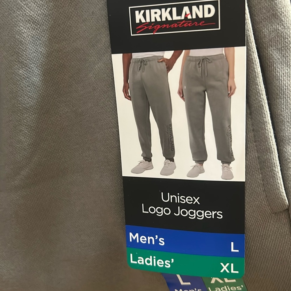 Kirkland Signature Unisex Logo Joggers size L/XL side pockets NWT